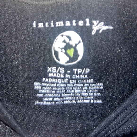 NWT Free People Black Ribbed Seamless Scoopneck Tee Basic Recycled Nylon XS - Picture 8 of 8